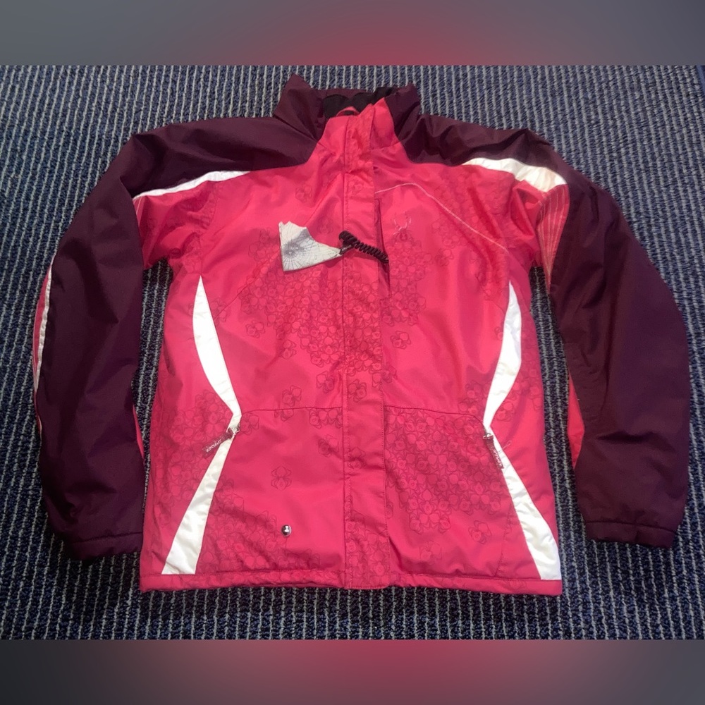 Spyder Ski Snow Winter Jacket Coat Youth Girls 20 XL Pink Burgundy Handkerchief